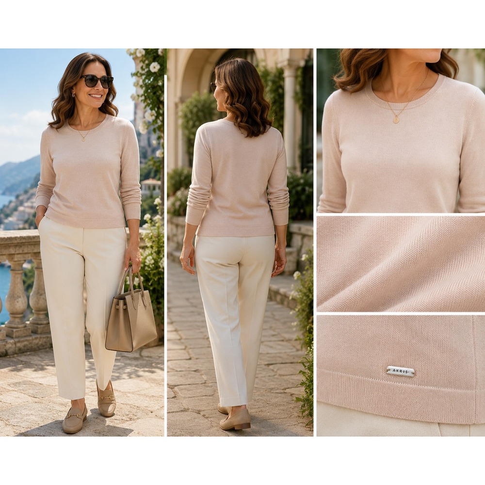 Akris Sweater Cashmere Silk Blend Blush Pink Women S / M Quiet Luxury Minimalist